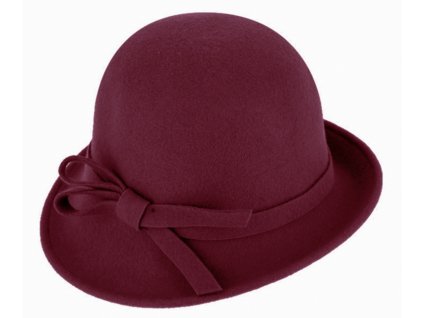 Dámsky bordový plstený klobúčik Cloche - Fiebig