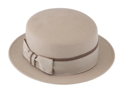 Dámsky béžový plstený klobúčik - Fiebig Canotier