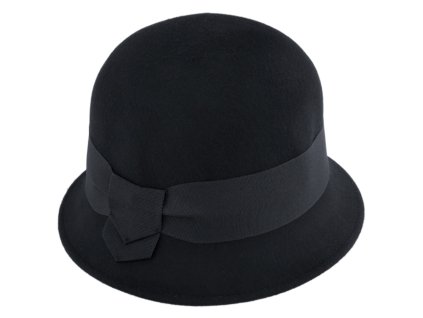 Dámsky čierny plstený Velvet klobúčik Cloche - Fiebig