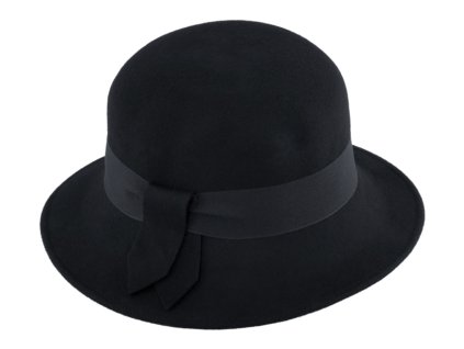 Dámsky čierny plstený Velvet klobúčik Cloche - Fiebig