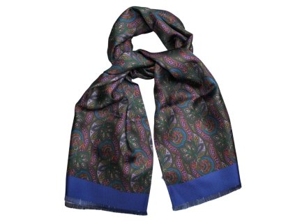 Hodvábna modrá šatka Calabrese Napoli