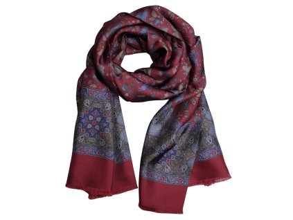 Hodvábna bordo šál Calabrese Napoli