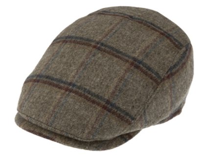 Pánska kockovaná vlnená bekovka taupe - Fiebig