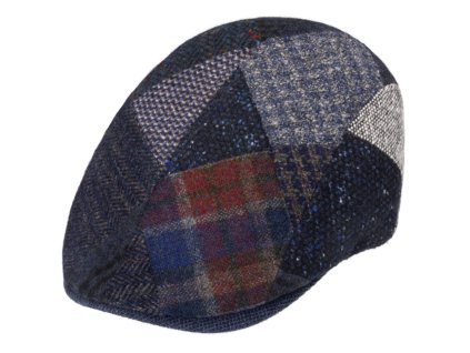 Pánska zimná vlnená modrá bekovka - Fiebig - Patchwork