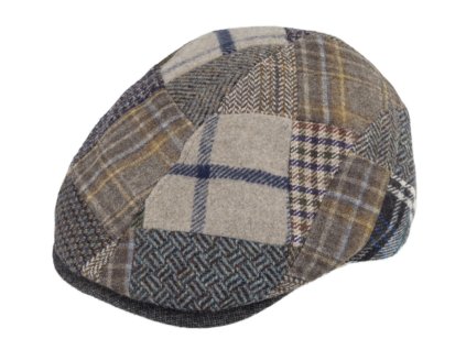 Pánska zimná vlnená bekovka taupe - Fiebig - Patchwork