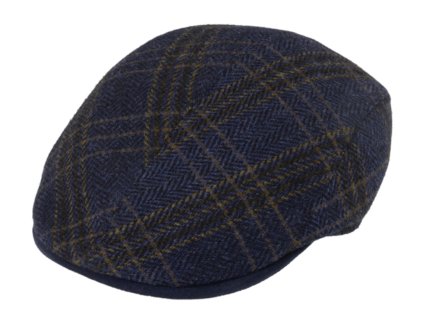 Pánska tmavomodrá vlnená bekovka rybia kosť - Fiebig - Harris Tweed
