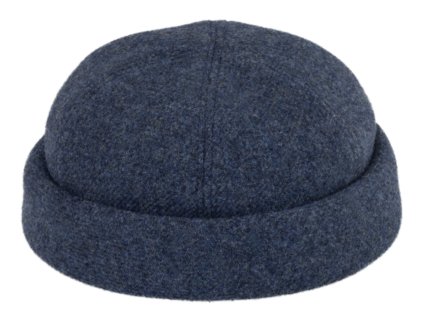 Vlnená modrá čiapka Shetland melange - Docker cap - zimná vlnená čiapka