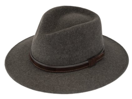 Cestovný klobúk vlnený od Fiebig  - hnedý s koženou stuhou