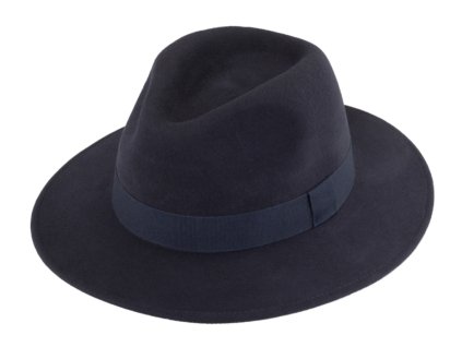 Cestovný klobúk vlnený od Fiebig  - modrý s modrou stuhou