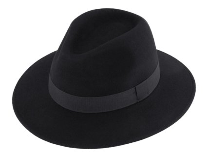 Cestovný klobúk vlnený od Fiebig  - čierny s čiernou stuhou