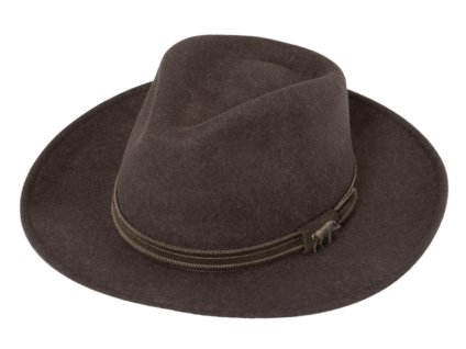 Cestovný klobúk vlnený od Fiebig  - hnedý s koženou stuhou