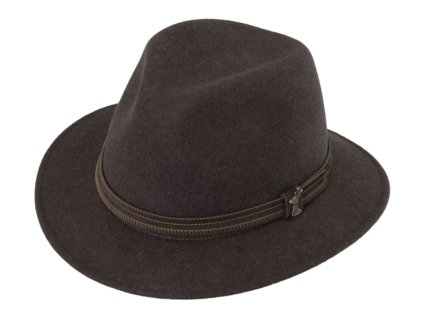 Cestovný klobúk vlnený od Fiebig  - hnedý s koženou stuhou