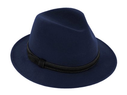 Cestovný modrý vodeodolný klobúk vlnený od Fiebig s menšou krempou a ušné klapky