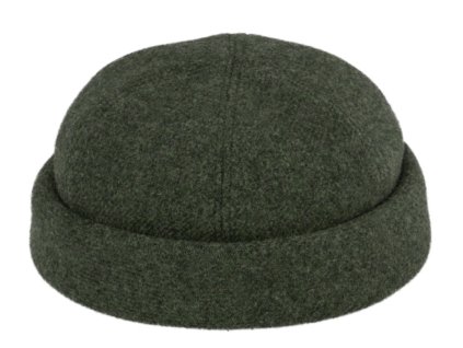 Vlnená olivová čiapka Shetland melange - Docker cap - zimná vlnená čiapka
