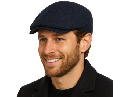 Pánska tmavomodrá zimná bekovka - Fiebig - ušné klapky