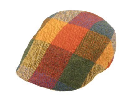 Pánska kockovaná vlnená bekovka Cinnamon - Fiebig - Harris Tweed