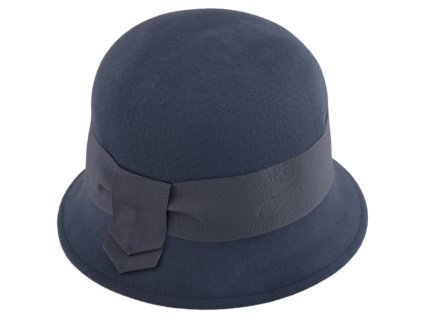 Dámsky modrý plstený Velvet klobúčik Cloche - Fiebig