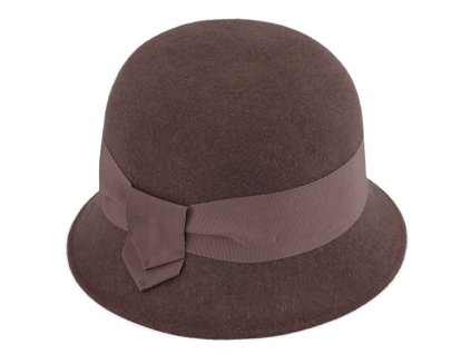 Dámsky hnedý plstený Velvet klobúčik Cloche - Fiebig