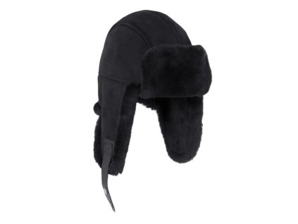 Unisex čierna ušianka Aviator s jahňacou kožušinou - Fiebig