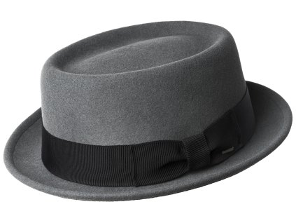 Bailey Darron – sivý pánsky klobúk typu pork pie z plsti LiteFelt