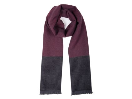 Dvojfarebná vlnená šatka Ma.Al.Bi. – vínová a grafitová, 35×180 cm