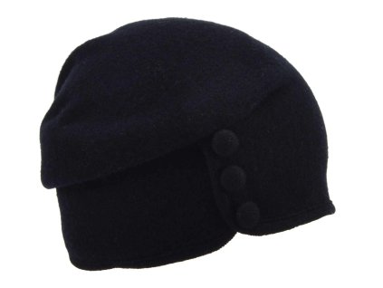 Dámska zimná čiapka Seeberger s gombíkmi – čierna