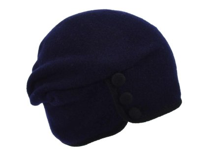 Dámska zimná čiapka Seeberger s gombíkmi – modrá