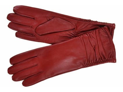 Dámske bordové kožené rukavice s prešívaním - Seeberger