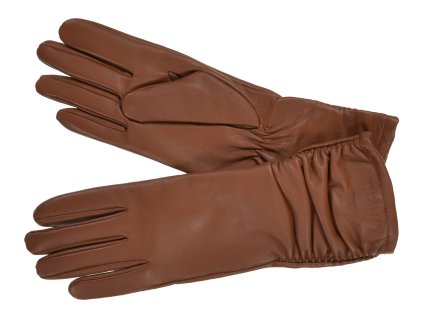 Dámske karamelové kožené rukavice s prešívaním - Seeberger