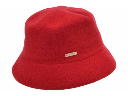Bucket hat - zimný červený vlnený klobúčik - Seeberger