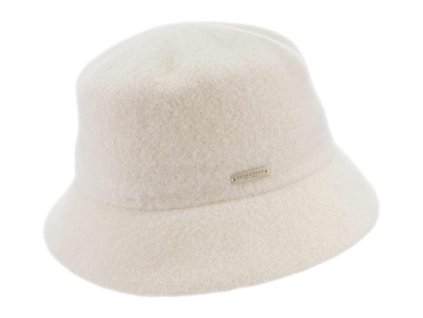 Bucket hat - zimný biely vlnený klobúčik - Seeberger