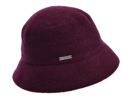 Bucket hat - zimné burgundy vlnený klobúčik - Seeberger