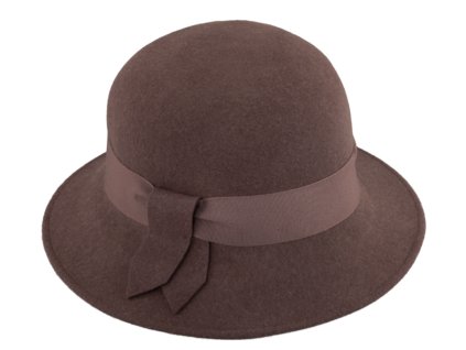 Dámsky hnedý zamatový klobúčik Cloche - Fiebig