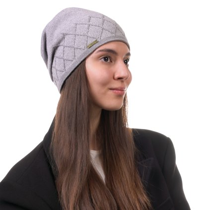Dámska sivá pletená zimná čiapka