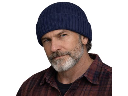 Kašmírová tmavomodrá unisex čiapka Fiebig