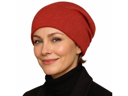 Kašmírová červená unisex čiapka Fiebig