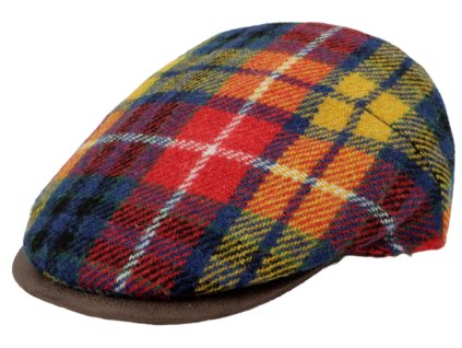 Kockovaná zimná vlnená baretka - Harris Tweed