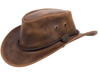 Austrálsky klobúk kožený - hnedý kožený klobúk OUTBACK LEGEND