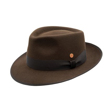Hnedý klobúk Fedora Bogart s tmavohnedou stuhou - Mayser - Mio