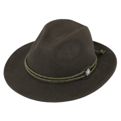 Zimný plstený poľovnícky klobúk - hnedý so šnúrkou