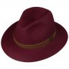 Unisex bordový klobúk Borsalino s hnedým koženým opaskom 2