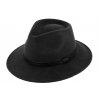 Cestovný klobúk vlnený od Fiebig - čierny s koženou stuhou - širák