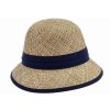 Slamený malý cloche s modrou stuhou - Seeberger