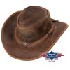 Kožený hnedý western klobúk - Stars and Stripes kožený klobúk
