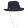 Dámsky modrý klobúk fedora so zlatou retiazkou - Fléchet