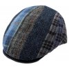 Pánska zimná modrá vlnená bekovka - Fiebig - Harris Tweed (patchwork)