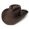 Westernový hnedý klobúk s koženým remienkom - Reno