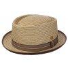 Béžový porkpie klobúk od Mayser Andy - viacfarebná stuha