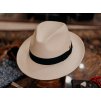 Luxusná panama s čiernou stuhou - klobúk Fedora - ručne pletená, UV faktor 80 - ekvádorská panama Cuenca - Mayser William