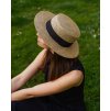 Letný slamený boater klobúk - unisex žirarďák so širším okrajom - Fiebig Canotier